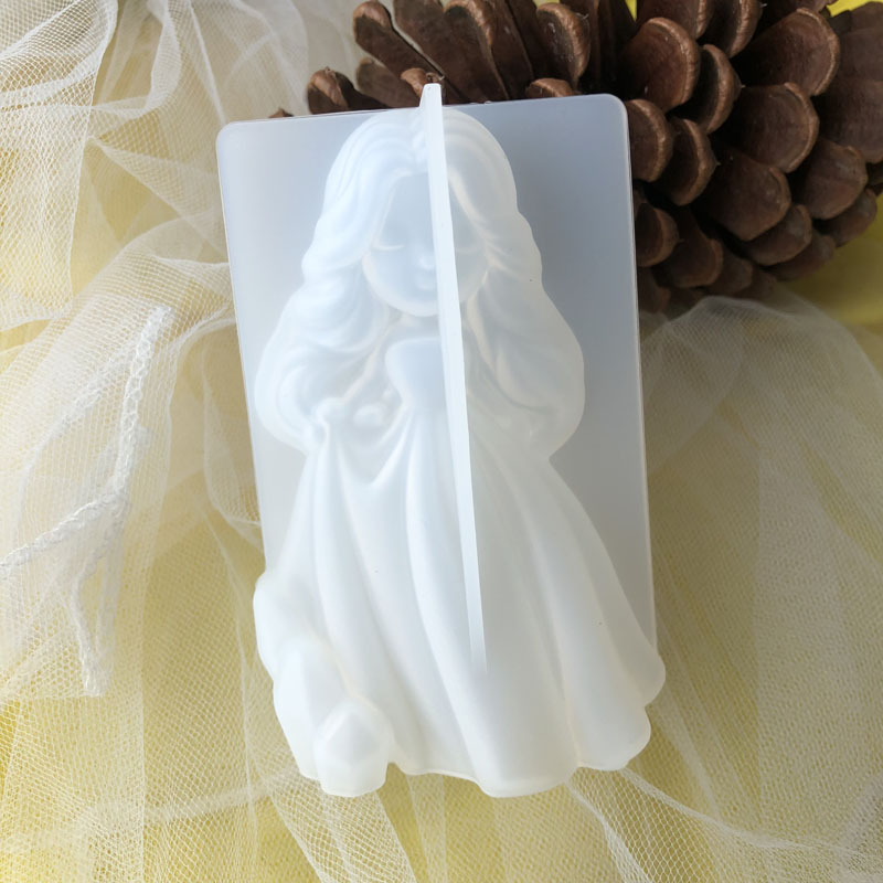 Candle Making Moulds - 3D かわいいプリンセスシリコーンキャンドルモールド天使の女の子石鹸樹脂石膏作る型 DIY 人間チョコレートベーキングツール家の装飾のギフト