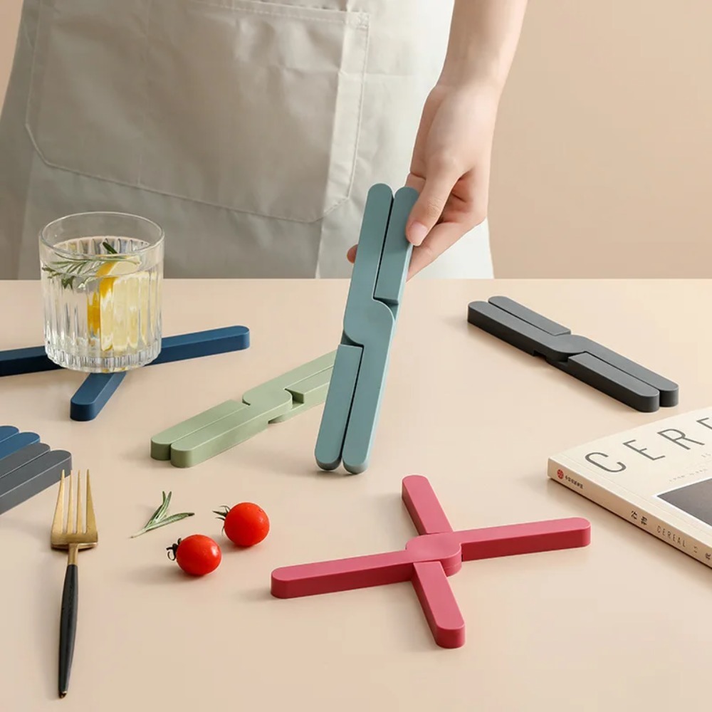 Candle X - シリコン製X型耐熱パッド 折りたたみ式滑り止め鍋マット テーブルプレースマット ディッシュプレート クロスホルダー コースター