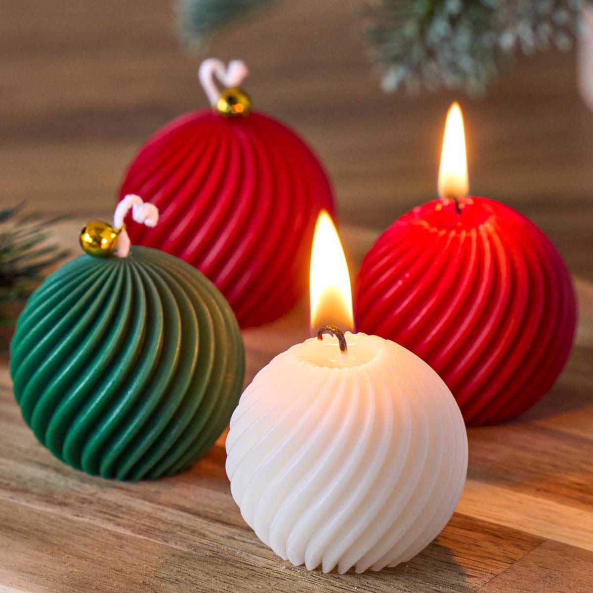 Candle Making Books For Beginners - 3D 回転ボールシリコーンキャンドルモールド冬クリスマスお土産 DIY ストライプアロマソープ樹脂石膏工芸品作り家の装飾