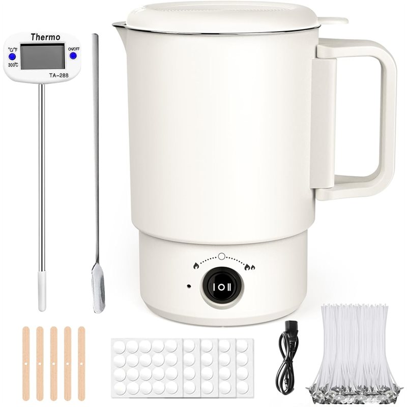 Candle Making Temperature - A47U 電気ワックス溶解ポットキット 温度計付き 800ML ワックスメルター キャンドル作り用、初心者向けDIY作成用品