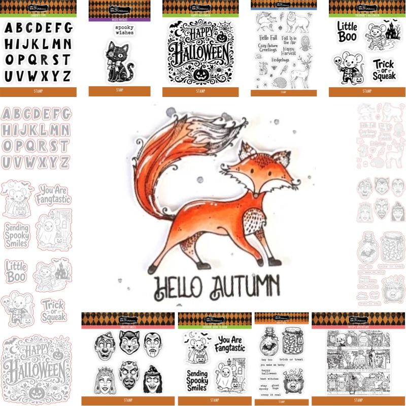 Candle Making Books - 秋の動物たち ハッピーハロウィン 2026年新作 メタルカットダイとスタンプ スクラップブッキング用 紙彫刻フレーム