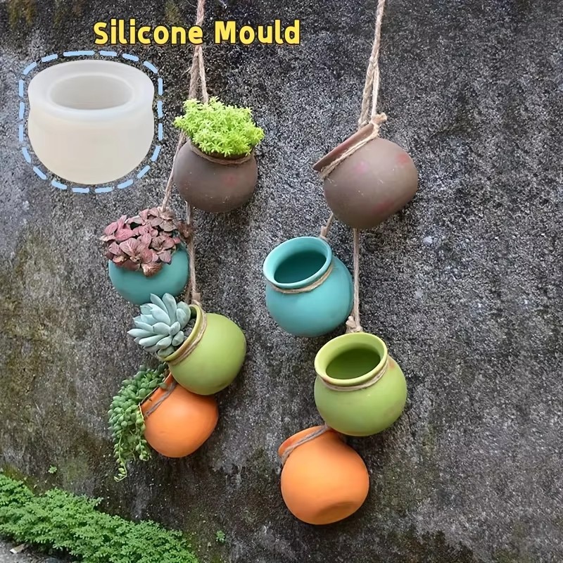 Candle Making Vessels - シリコンフラワーポット型、樹脂型、エポキシ型、香り付きキャンドル型、小型多肉植物用フラワーポット、壁掛けフラワーポット、ヴィンテージ陶器型、手作りDIY容器型、エポキシ樹脂製造用型