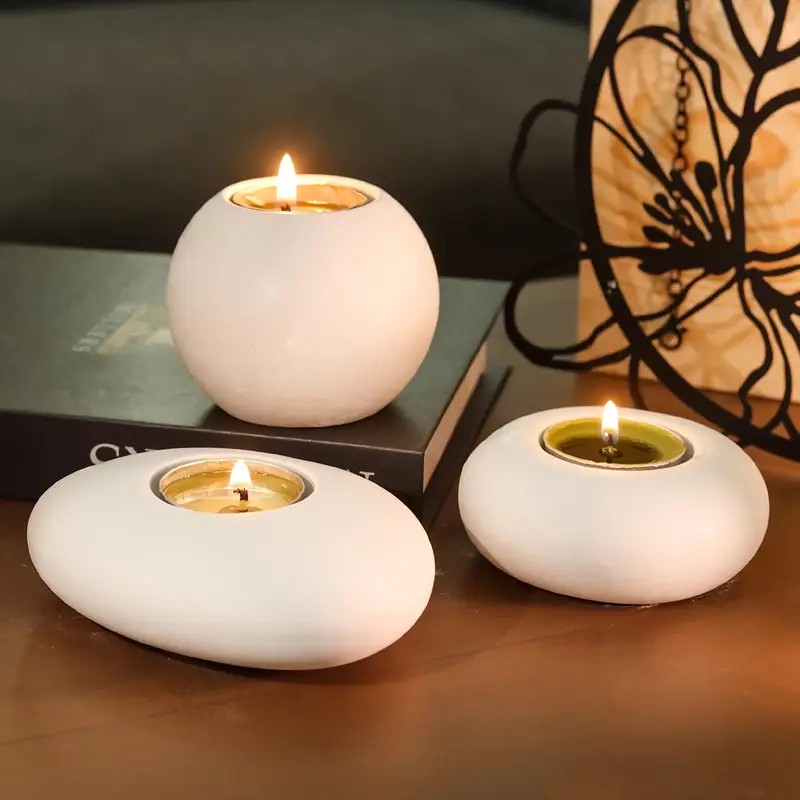 Candle Making Moulds - ティーライトキャンドルホルダー樹脂シリコンモールド、クリスタルボール/球体エポキシ樹脂モールド、楕円形石膏コンクリートフラワーポット作成モールド