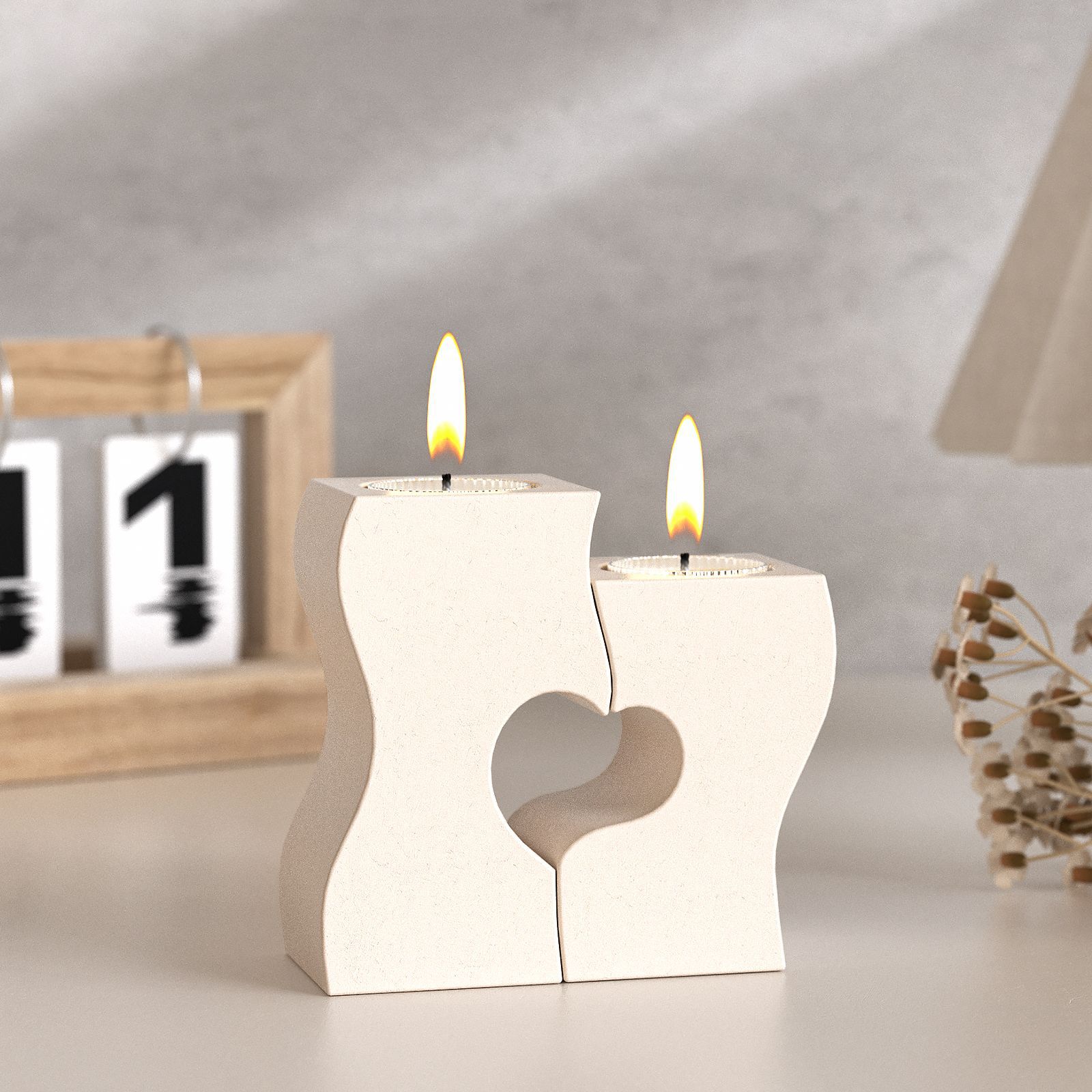Candle Making Moulds - S ハート燭台シリコーン金型 DIY キャンドルホルダー石膏石膏セメント型クラフトウェディングギフト注ぐ UV 樹脂作成ツール