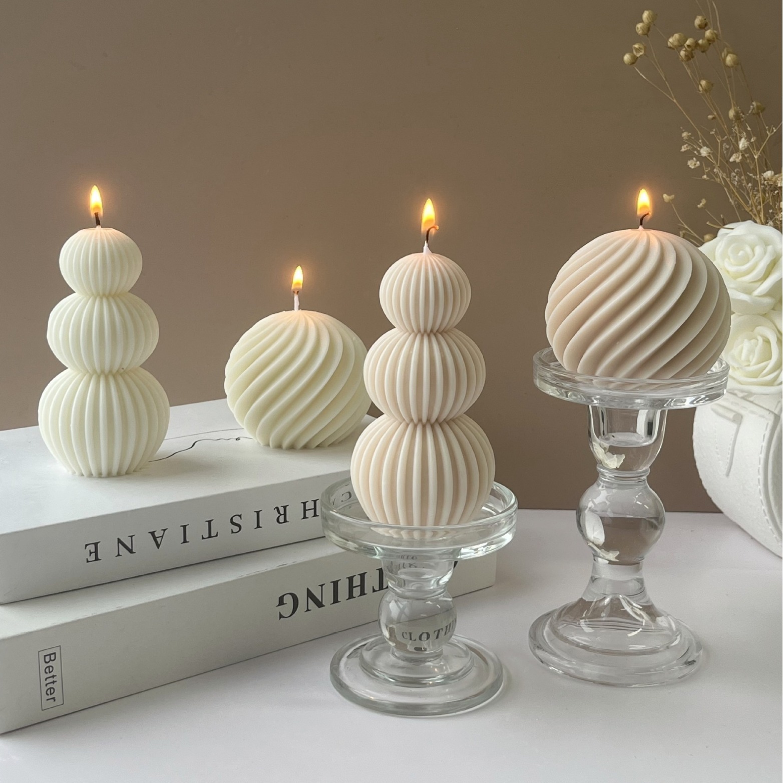 Candle Making Books For Beginners - 丸柱シリコンキャンドル型 テーパー回転ボールデザイン DIY 幾何学石膏樹脂型 手作り北欧シンプルホームデコレーション