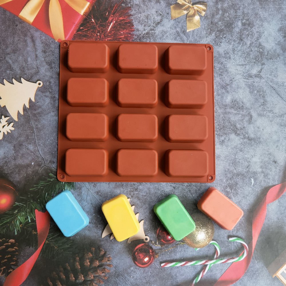 Candle Making Workshop - 12キャビティスクエアシリコン石鹸型キャンドルキャンドルキャンドルキャンドルキャンディーワックスアマセラピーモールドクラフト装飾3D DIY手作りツール