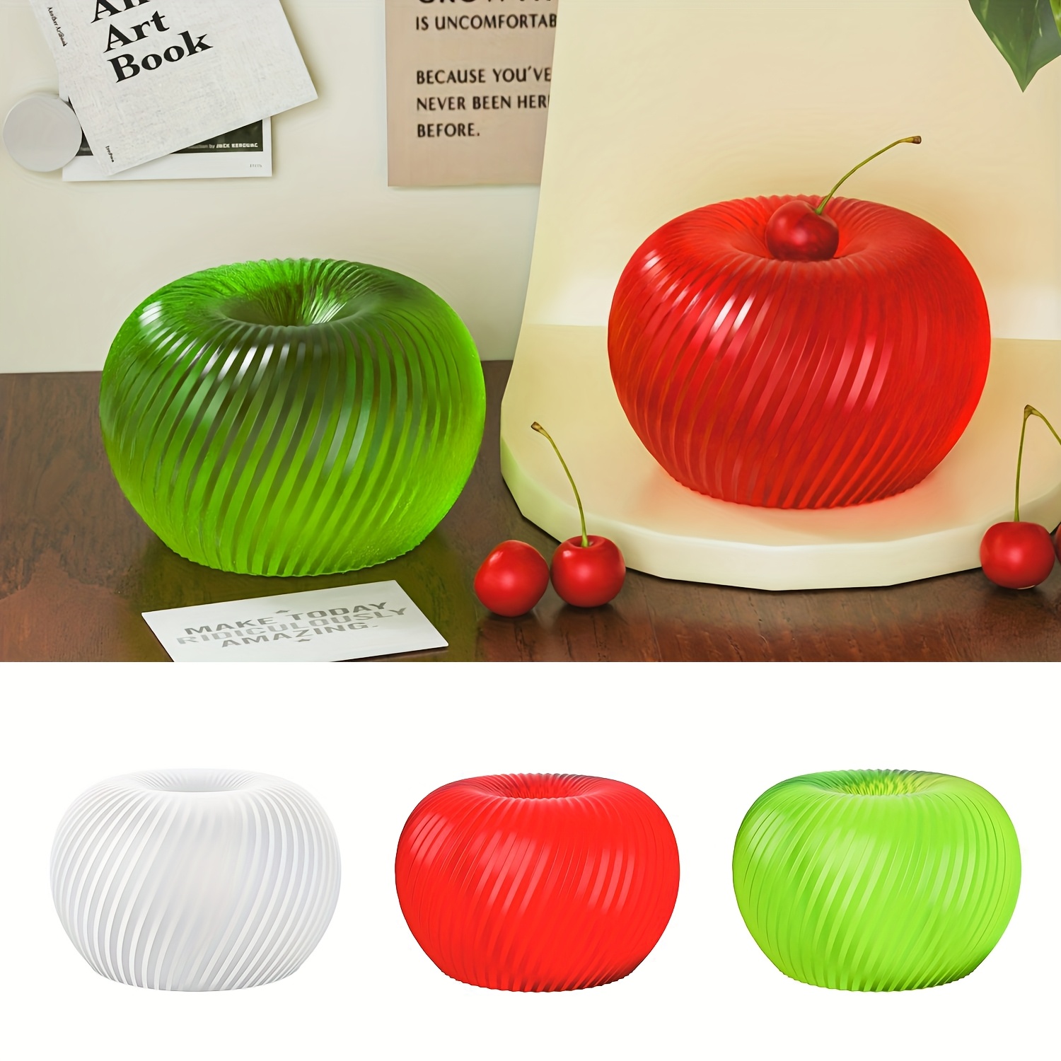 Candle Making Moulds - 石鹸、キャンドル、石膏工芸品の作成に適した、おしゃれな赤いリンゴ型のシリコンモールドで、お手入れが簡単です。
