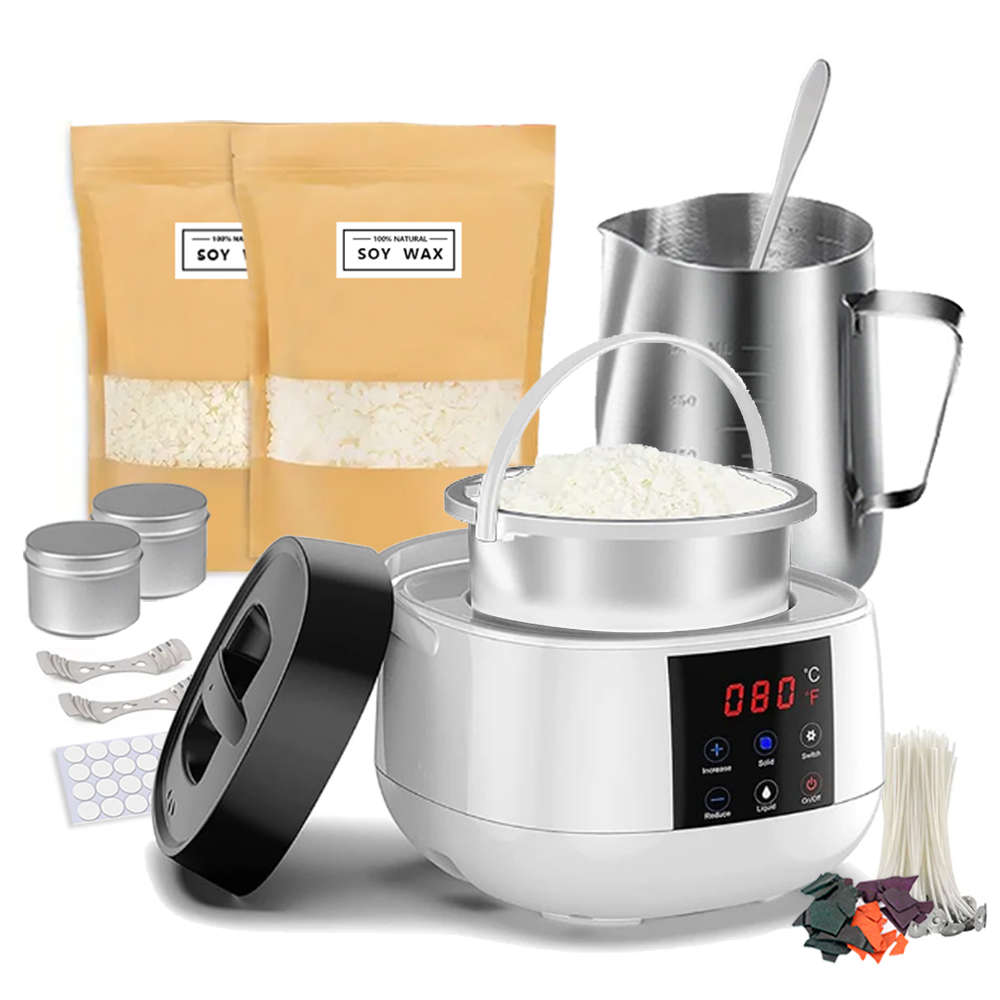 Candle Making Temperature - 500ml キャンドル作りワックスるつぼ、ワックスポットスマートLCD温度表示大人初心者向け、大豆ワックス、染料芯ステッカー