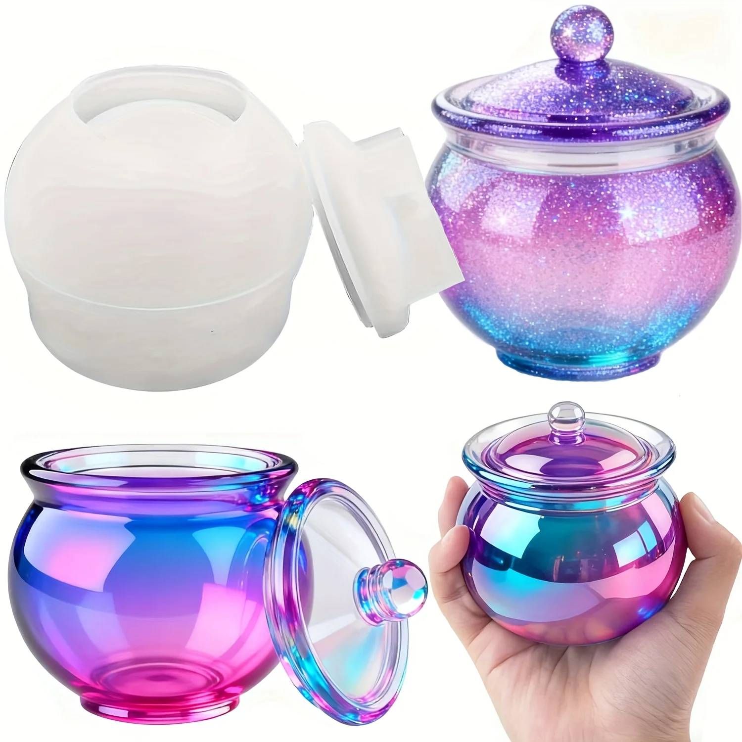 Candle Making Moulds - 蓋付きの丸い樹脂製缶型1セット、DIYジュエリー収納ボックス、コンクリートキャンドル容器、ギフトや家の装飾に