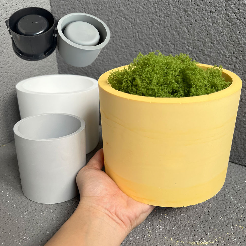 大きなシリコンコンクリートプランター型,丸い屋内植木鉢,大き - Candle Making Vessels のレビューと価格