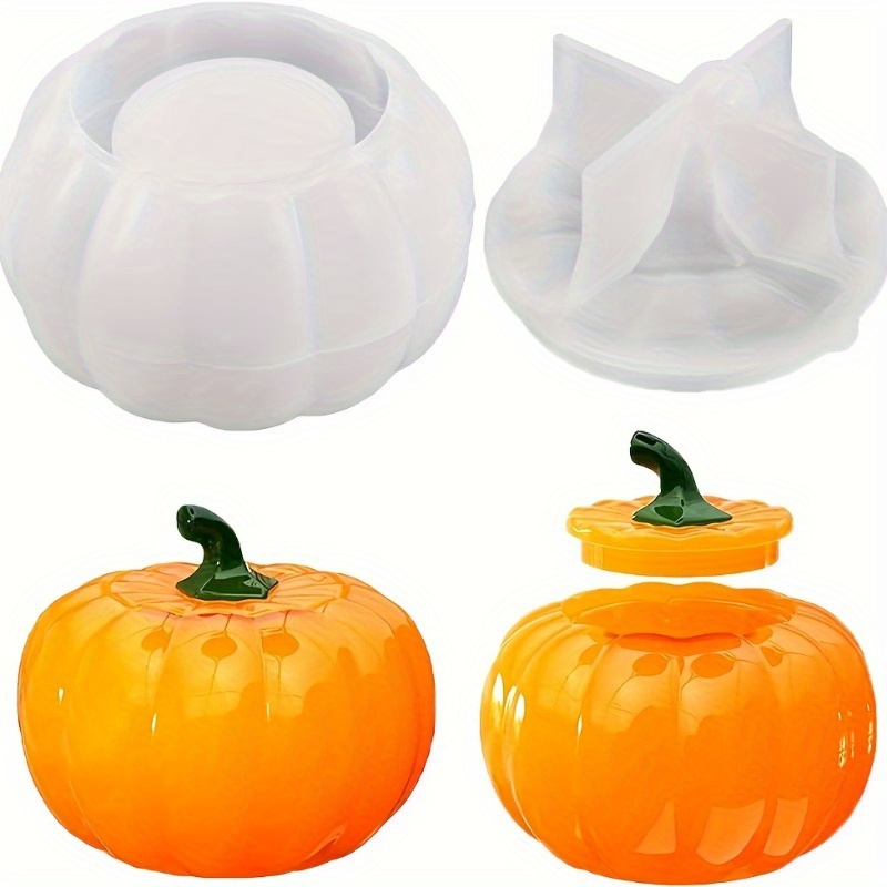ふた付きハロウィンパンプキンジャー、シリコンモールド、エポキ - Candle Making Moulds のレビューと価格