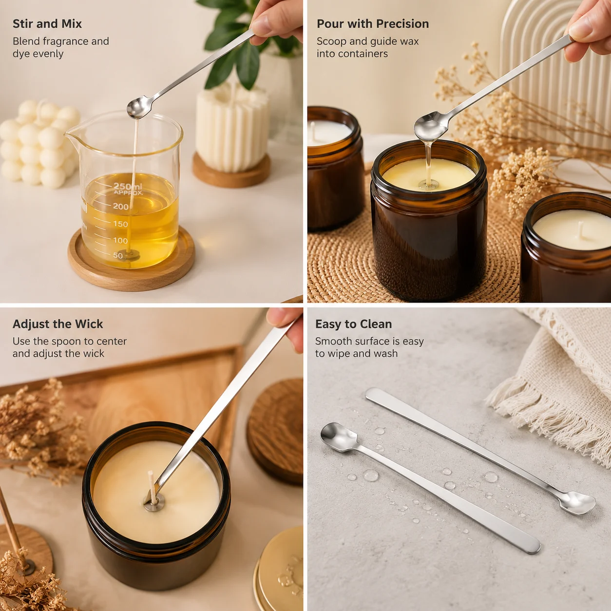 1/2個 ステンレス製キャンドル製造用スプーンセット 長柄  - Candle Making Workshop のレビューと価格