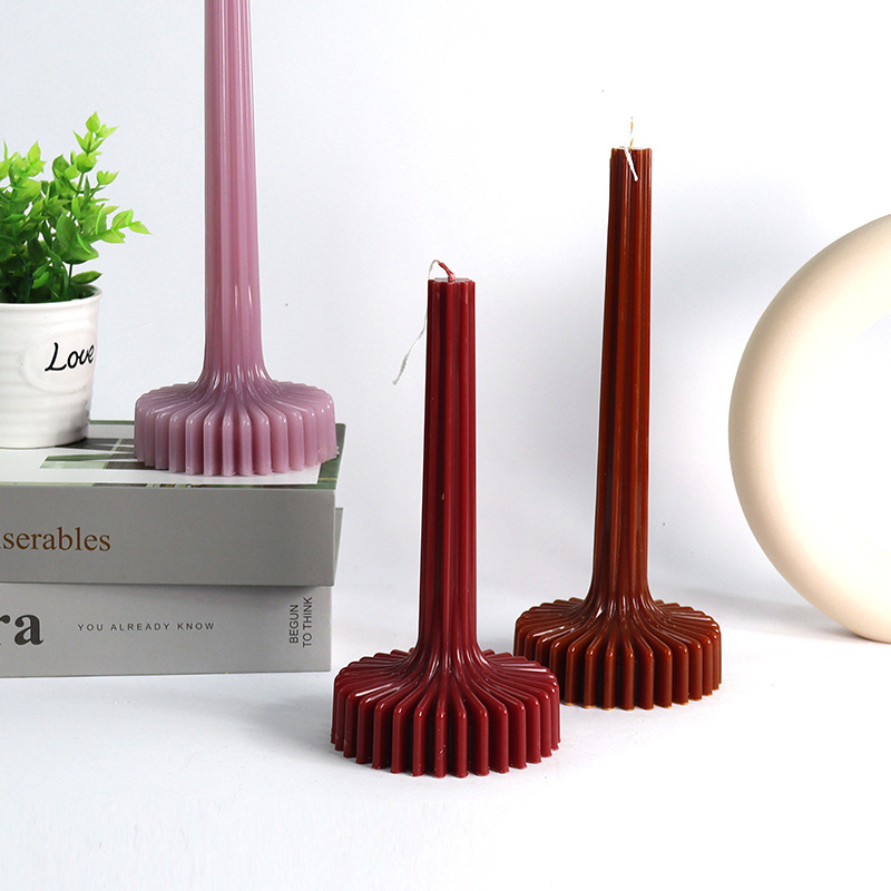 3D花瓶型キャンドルモールドDIYストライプ柱状香り付きキャ - Candle Making Vessels のレビューと価格