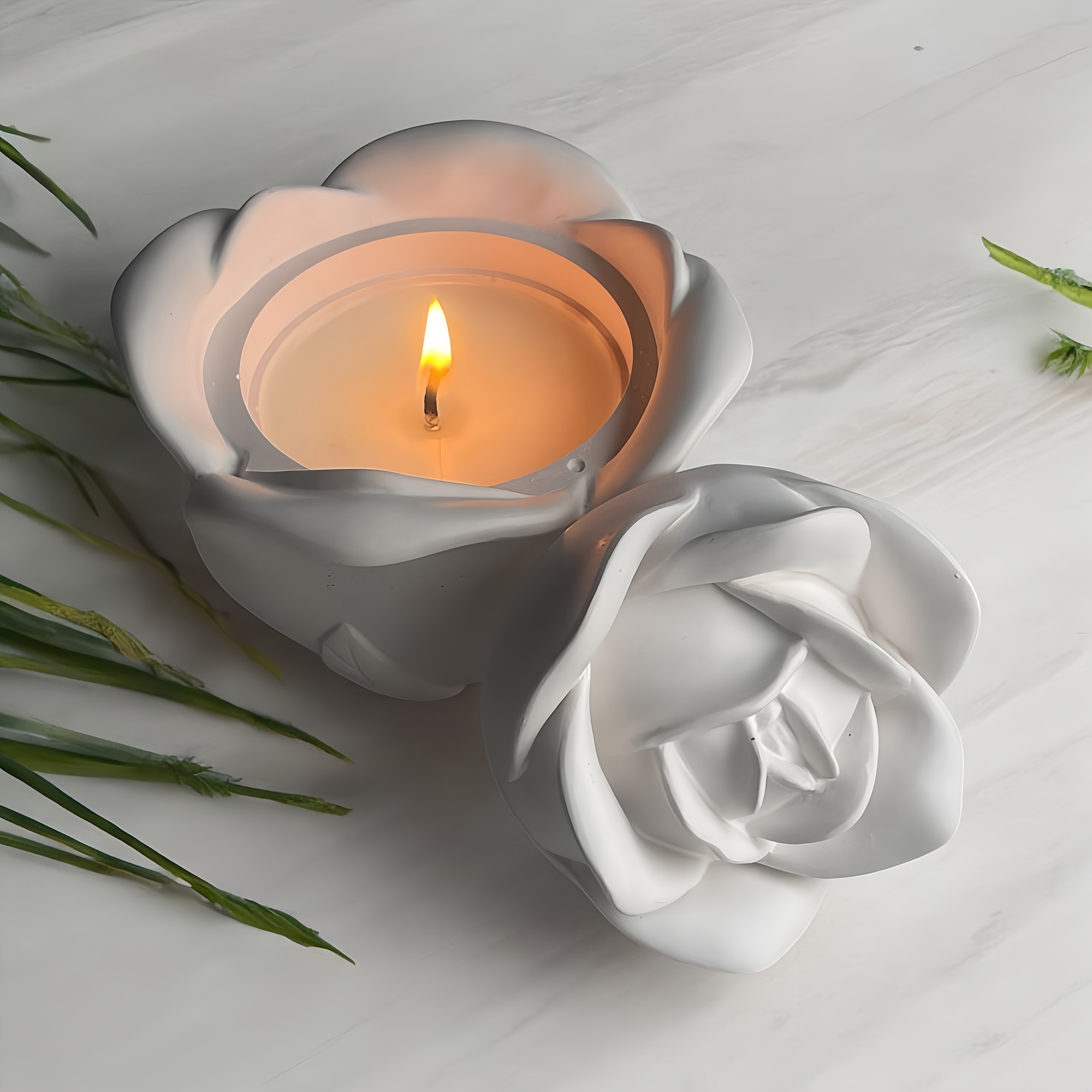 2ピースセット ローズ型シリコンモールド 蓋付き、エポキシ樹 - Candle Making Moulds のレビューと価格