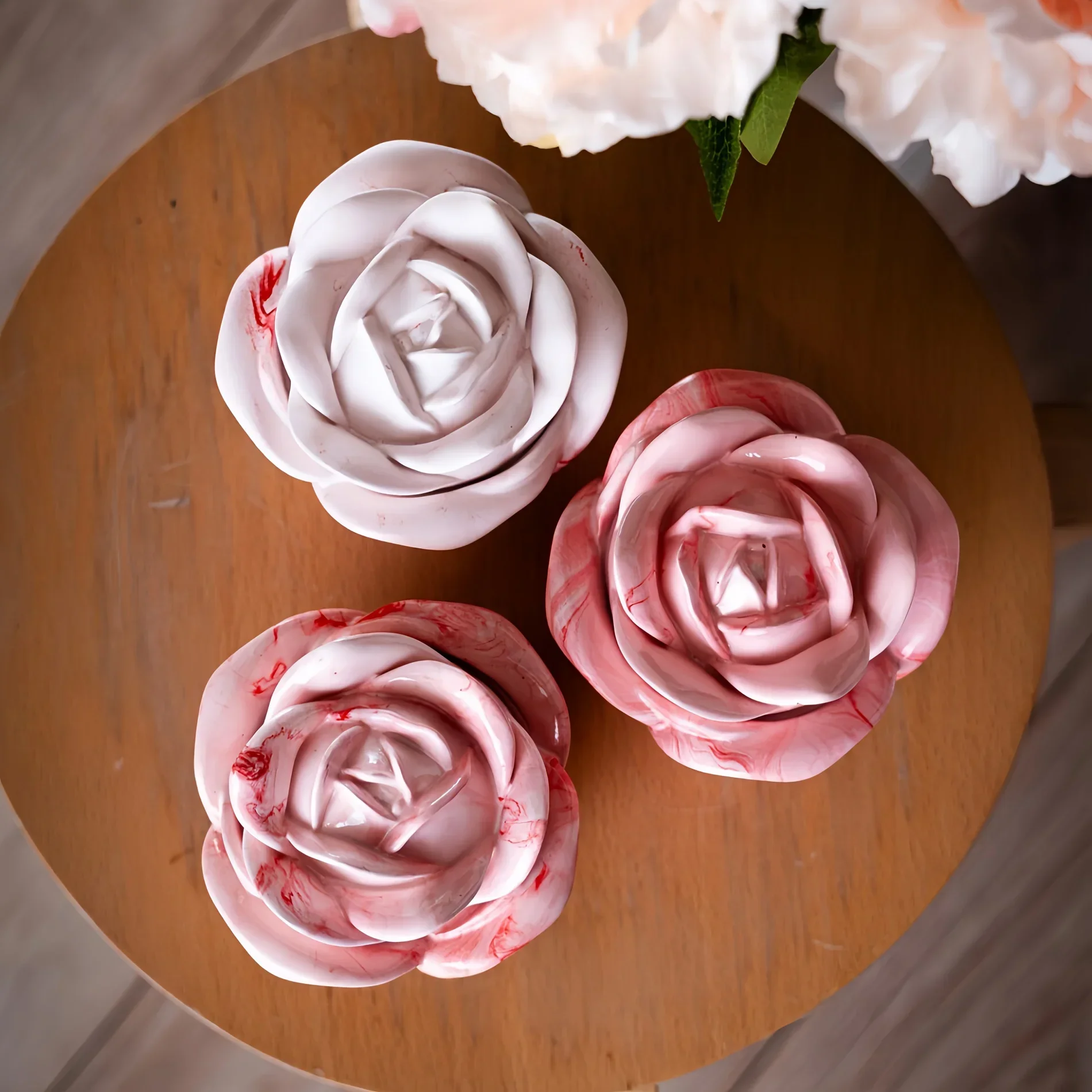 2ピースセット ローズ型シリコンモールド 蓋付き、エポキシ樹 - Candle Making Moulds のレビューと価格