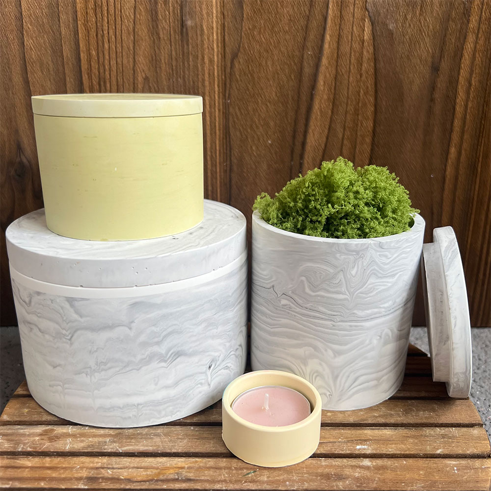 ラウンドセメントキャンドルキャニスターシリコンモールド収納ボ - Candle Making Vessels のレビューと価格