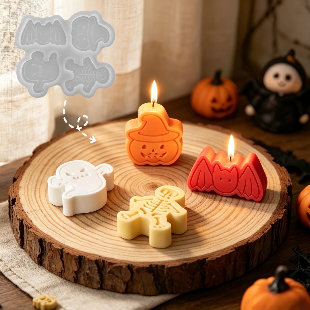 4つの空洞を持つシリコン樹脂型セット。DIY粘土の幽霊、カボ - Candle Making Moulds のレビューと価格