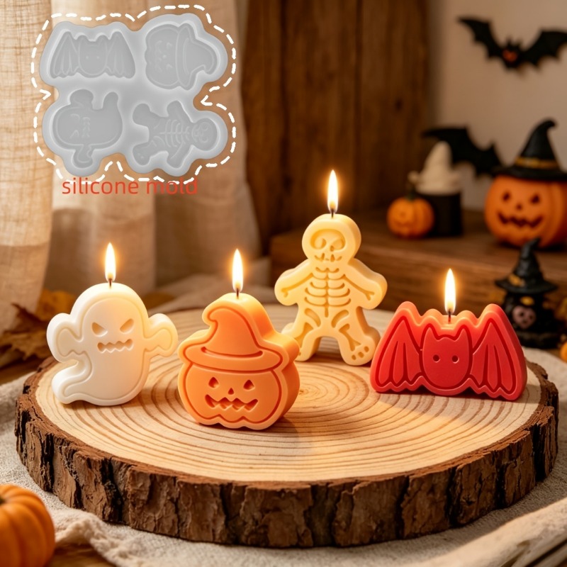 4つの空洞を持つシリコン樹脂型セット。DIY粘土の幽霊、カボ - Candle Making Moulds のレビューと価格