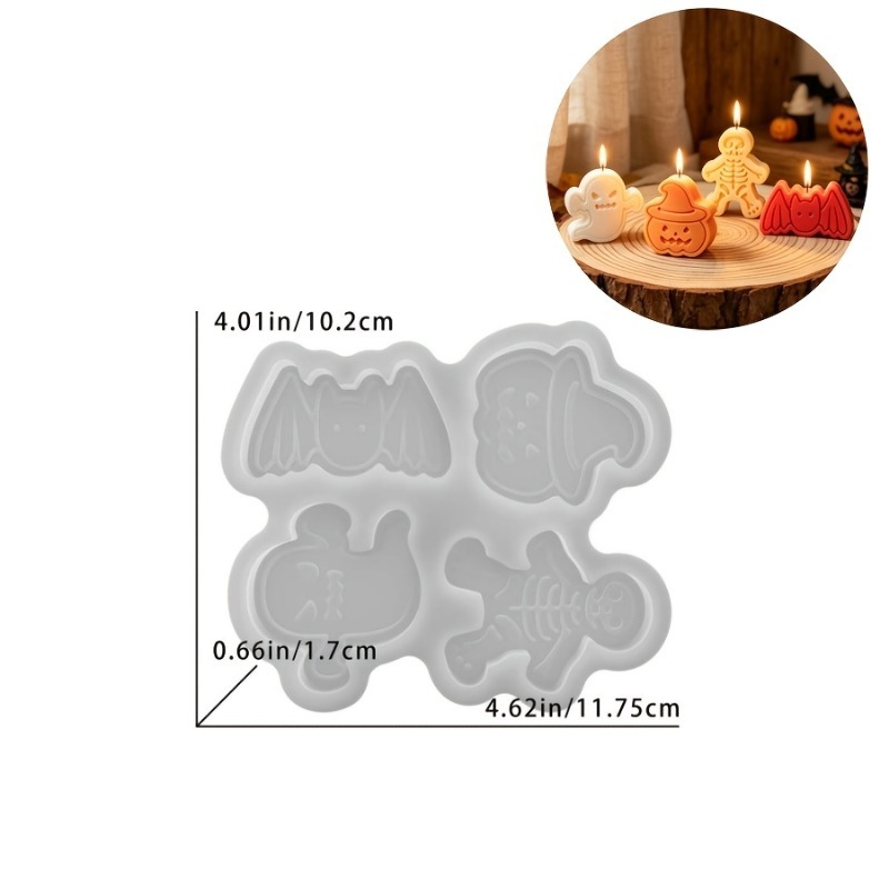 4つの空洞を持つシリコン樹脂型セット。DIY粘土の幽霊、カボ - Candle Making Moulds のレビューと価格