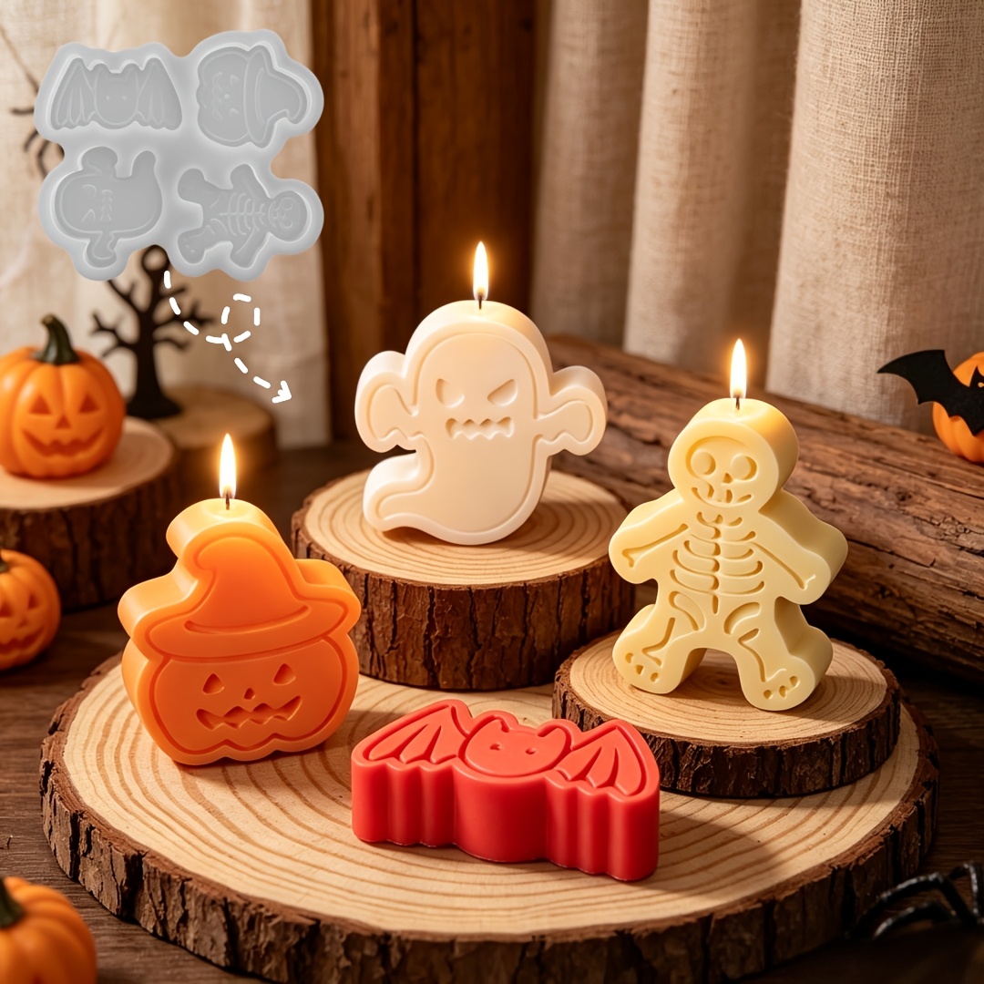 4つの空洞を持つシリコン樹脂型セット。DIY粘土の幽霊、カボ - Candle Making Moulds のレビューと価格